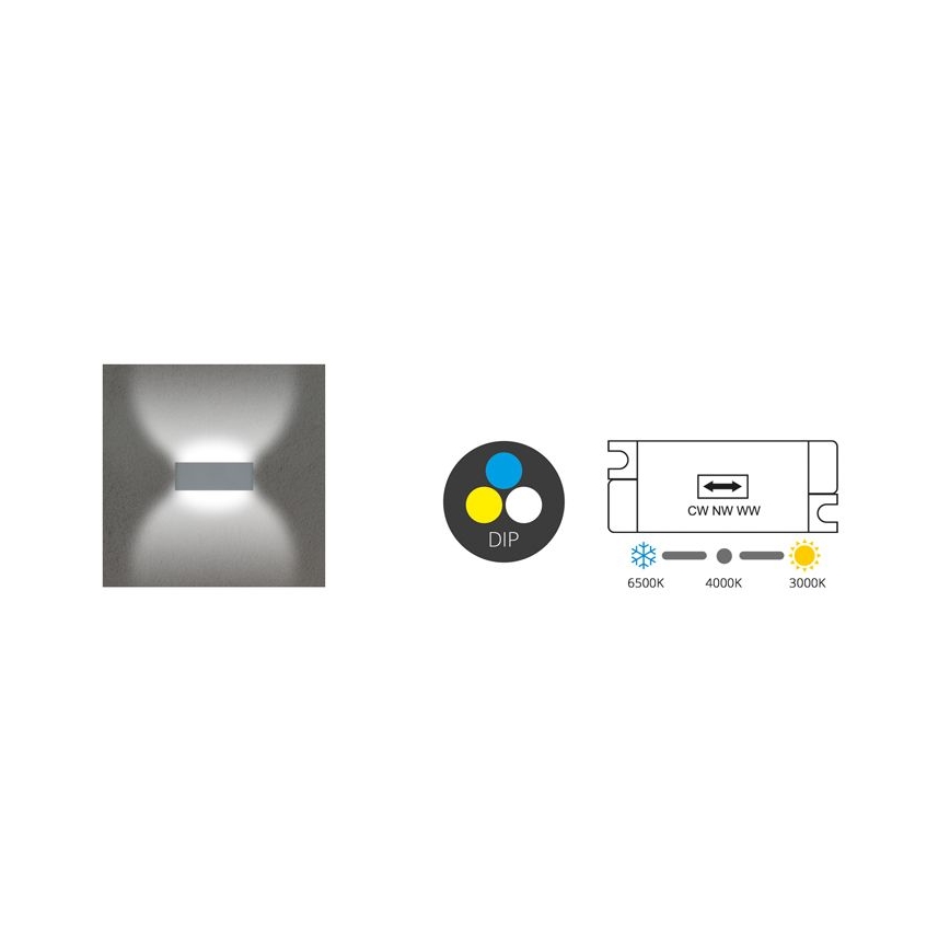LED Väli seinavalgusti BRICK 2xLED/6W/230V 3000/4000/6500K IP65 must