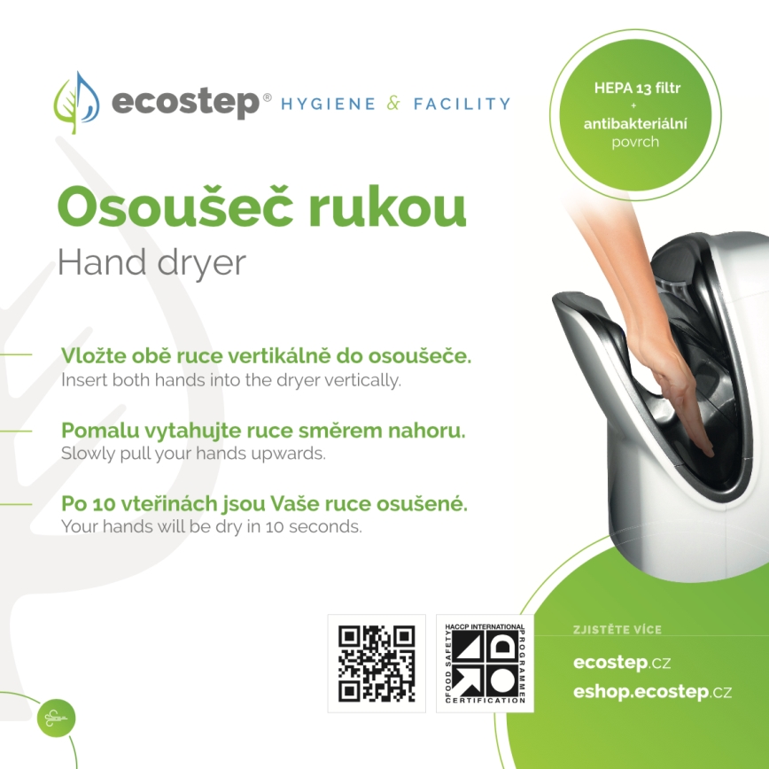 EcoStep 100001 - Infosilt kätekuivati jaoks R1.1 CZ/ENG