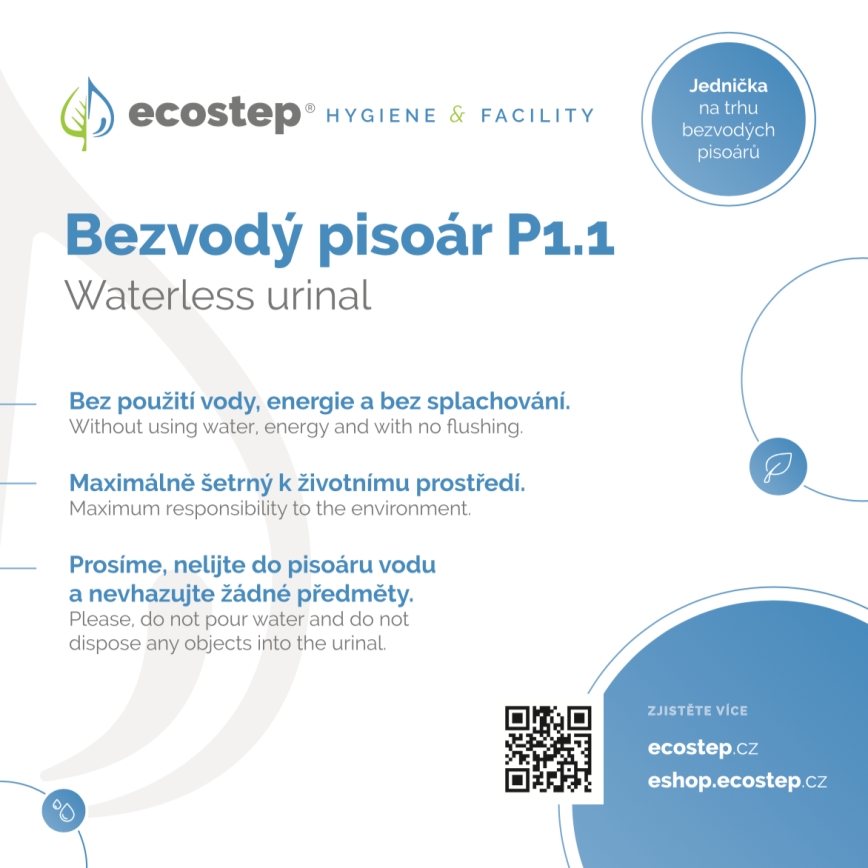 EcoStep 100002 - Infotahvel veevaba pissuaari jaoks P1.1 CZ/ENG
