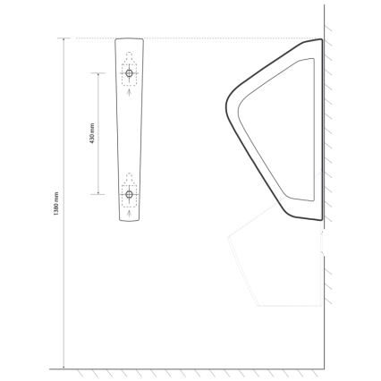EcoStep 33001 - Pissuaari eraldussein 57,5x36 cm keraamika/valge