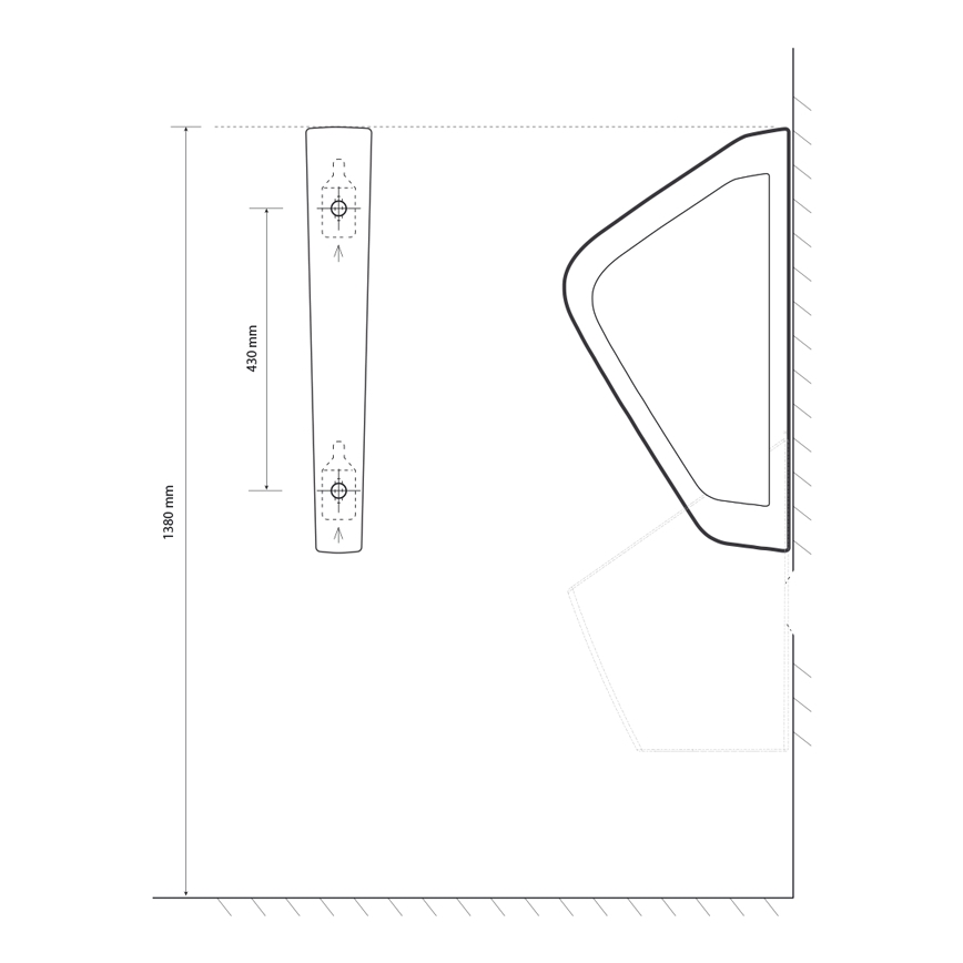 EcoStep 33001 - Pissuaari eraldussein 57,5x36 cm keraamika/valge