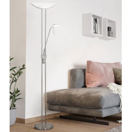 Eglo 25869 - Hämardatav põrandalamp BAYA 1xR7s/230W/230V + 1xG9/33W matitud kroom