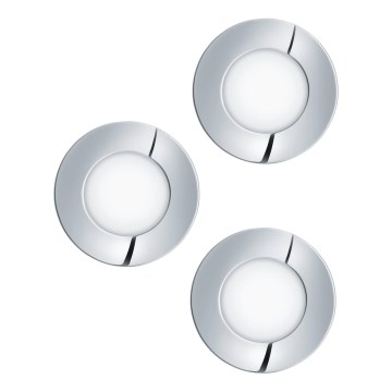 Eglo - 3-osaline LED-vannitoa süvistatavate laevalgustite komplekt FUEVA LED/2,8W/230V IP44, läikiv kroom, läbimõõt 8,5 cm