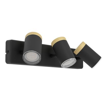 Eglo - vannitoa punktvalgusti 3xGU10/3W/230V IP44 must/beež