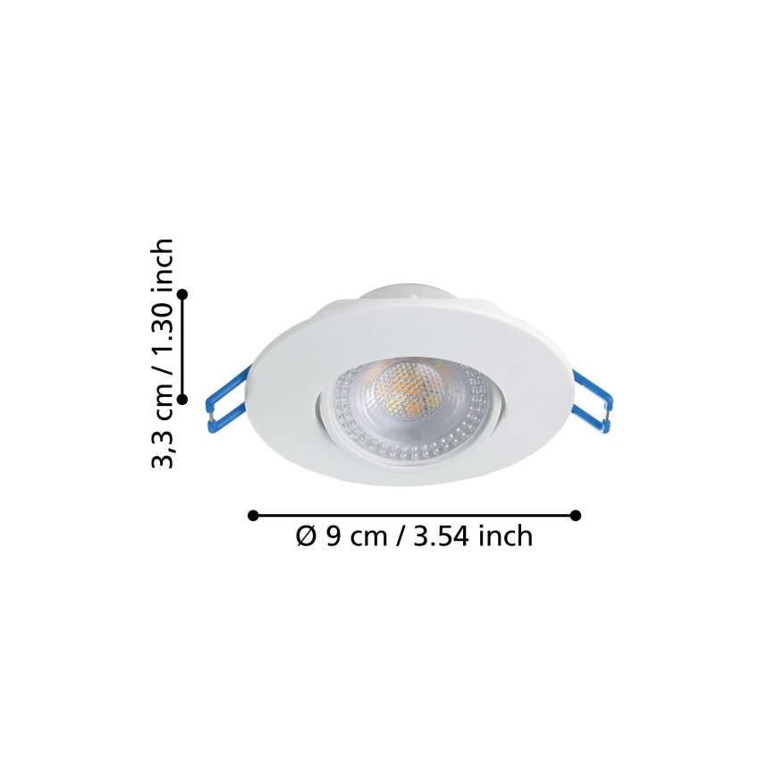 Eglo - Komplekt 3x LED lae sisseehitatavad valgustid LED/4,9W/230V 2700/4000/6500K läbimõõt 9 cm valge