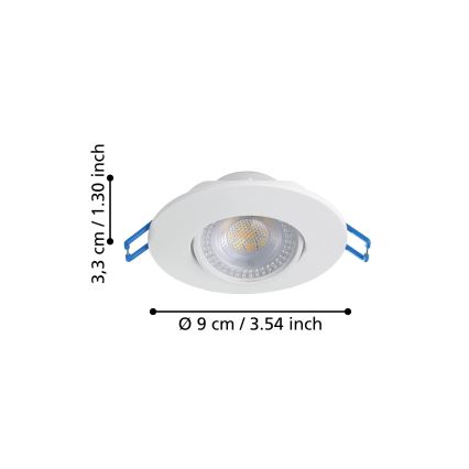 Eglo - komplekt 10× LED laesse paigaldatavat valgustit LED/4,9 W/230 V, 2700/4000/6500 K, läbimõõt 9 cm, valge