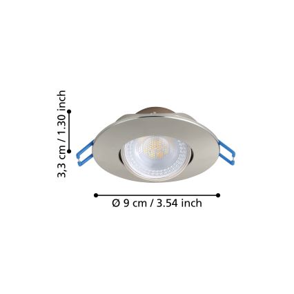 Eglo - KOMPLEKT 7× LED süvistatavat laevalgustit LED/4,9 W/230 V 2700/4000/6500 K läbimõõt 9 cm mattkroom