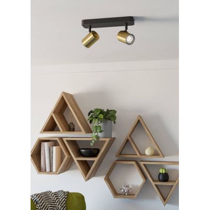 Eglo - Vannitoa suunavalgusti 2xGU10/5W/230V IP44 must/kuldne