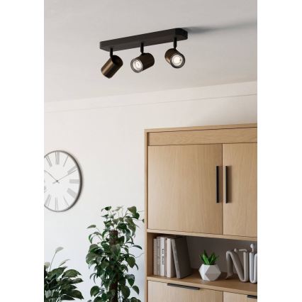 Eglo - Vannitoa spottvalgusti 3xGU10/5W/230V IP44 must/pruun