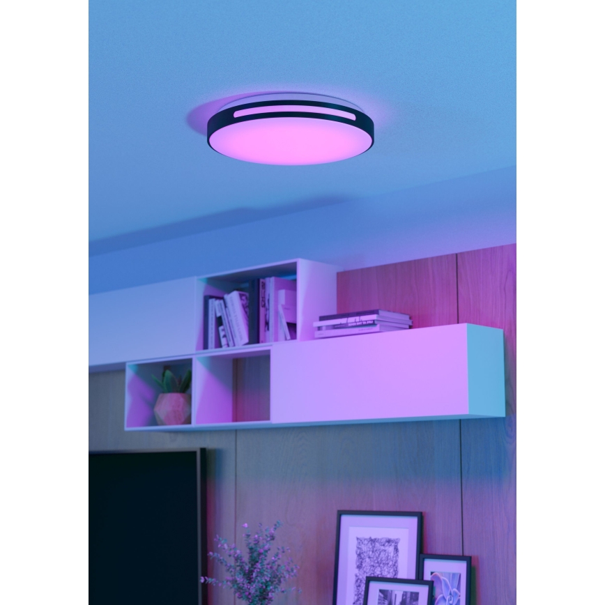 Eglo 300687 - LED RGBW hämardatav laevalgusti MONTEGRANARO-Z LED/18,5W/230V 2700-6500K läbimõõt 39,4 cm must + kaugjuhtimispult