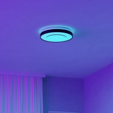 Eglo 300688 - LED RGBW hämardatav laevalgusti MONTERIGGIONI-Z LED/18,5W/230V 2700-6500K läbimõõt 38,4 cm must + kaugjuhtimispult