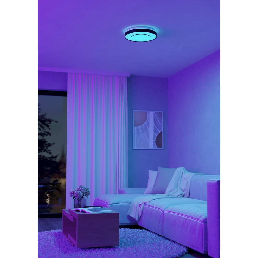 Eglo 300688 - LED RGBW hämardatav laevalgusti MONTERIGGIONI-Z LED/18,5W/230V 2700-6500K läbimõõt 38,4 cm must + kaugjuhtimispult