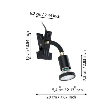Eglo - LED-lamp klambriga 1xGU10/4,5W/230V must