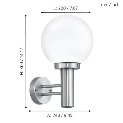 Eglo - Õuelamp E27/60W/230V