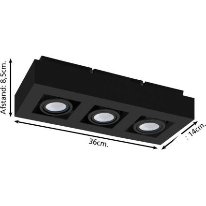 Eglo 31064 - LED-spottvalgusti MENDOZA 3xLED/4,7W/230V 3000K must