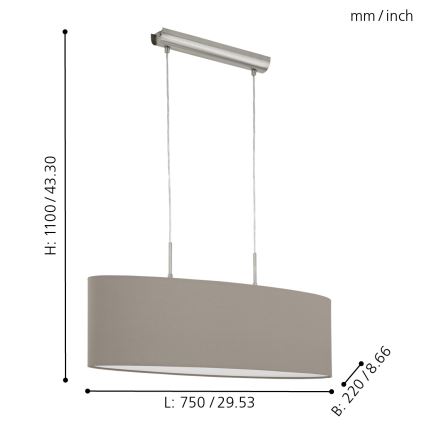 Eglo - Lühter 2xE27/60W/230V taupe