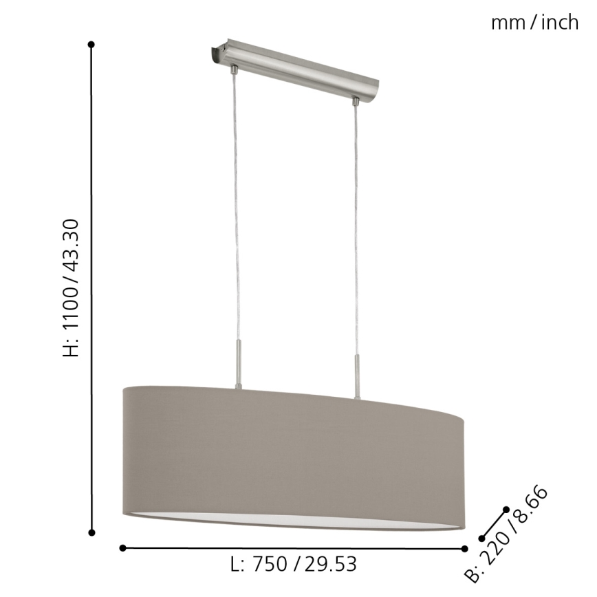 Eglo - Lühter 2xE27/60W/230V taupe
