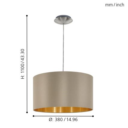 Eglo - Lühter 1xE27/60W/230V taupe