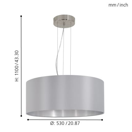 Eglo 31606 - Laelamp riputuskaabliga MASERLO 3xE27/60W/230V