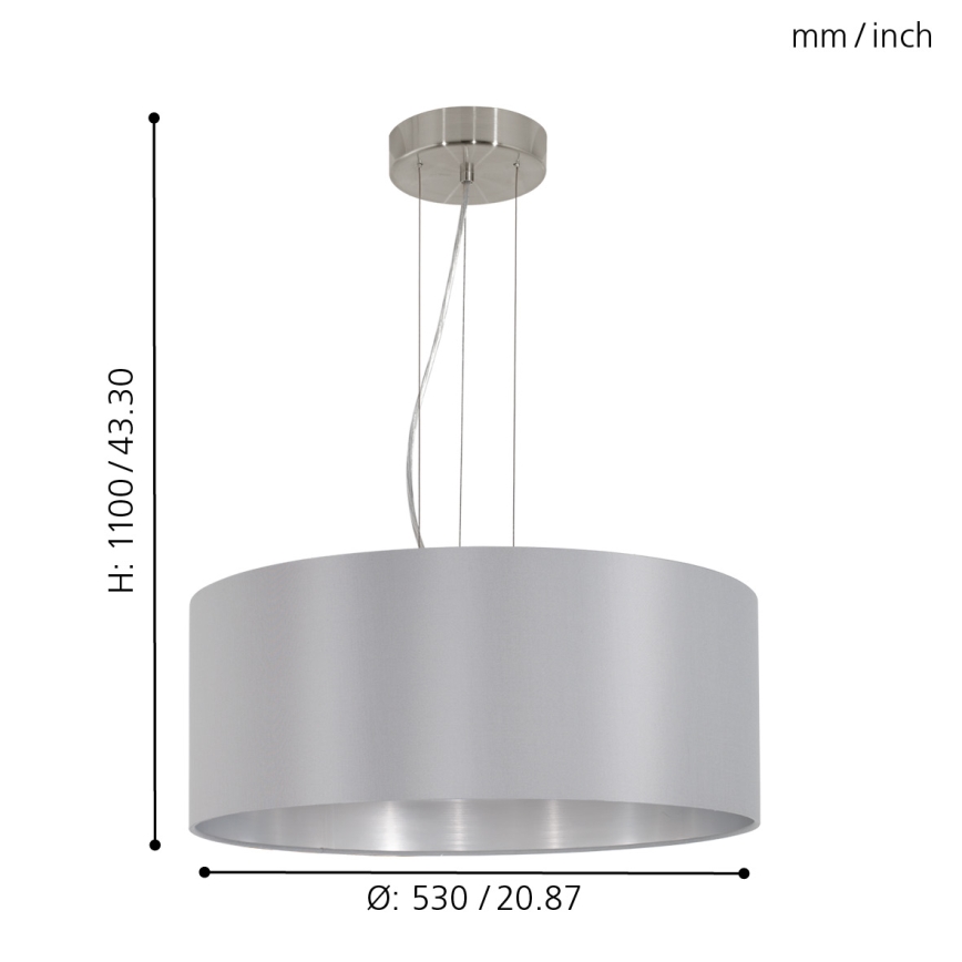 Eglo 31606 - Laelamp riputuskaabliga MASERLO 3xE27/60W/230V
