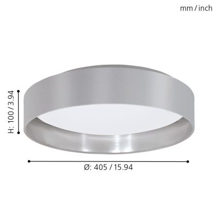 Eglo 31623 - LED laelamp MASERLO LED/16W/230V 3000K ø 40,5 cm hall/hõbedane