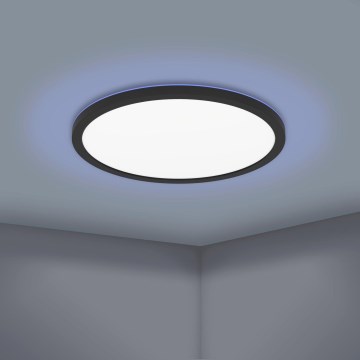 Eglo 31704 - LED RGBW hämardatav laevalgusti ROVITO-Z 1xLED/16,5W/230V 2700-6500K läbimõõt 42 cm must + kaugjuhtimispult