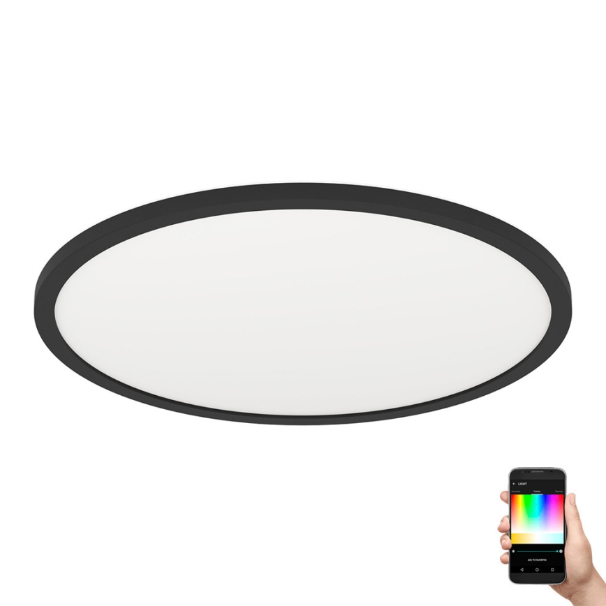 Eglo 31704 - LED RGBW hämardatav laevalgusti ROVITO-Z 1xLED/16,5W/230V 2700-6500K läbimõõt 42 cm must + kaugjuhtimispult