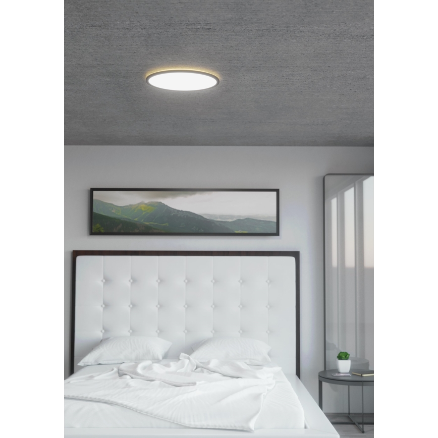 Eglo 31704 - LED RGBW hämardatav laevalgusti ROVITO-Z 1xLED/16,5W/230V 2700-6500K läbimõõt 42 cm must + kaugjuhtimispult