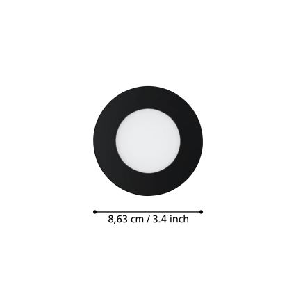 Eglo 31743 - KOMPLEKT 3x LED Hämardatav süvistatav valgusti vannituppa FUEVA-Z 1xLED/2,8W/230V 2700-6500 IP44 must
