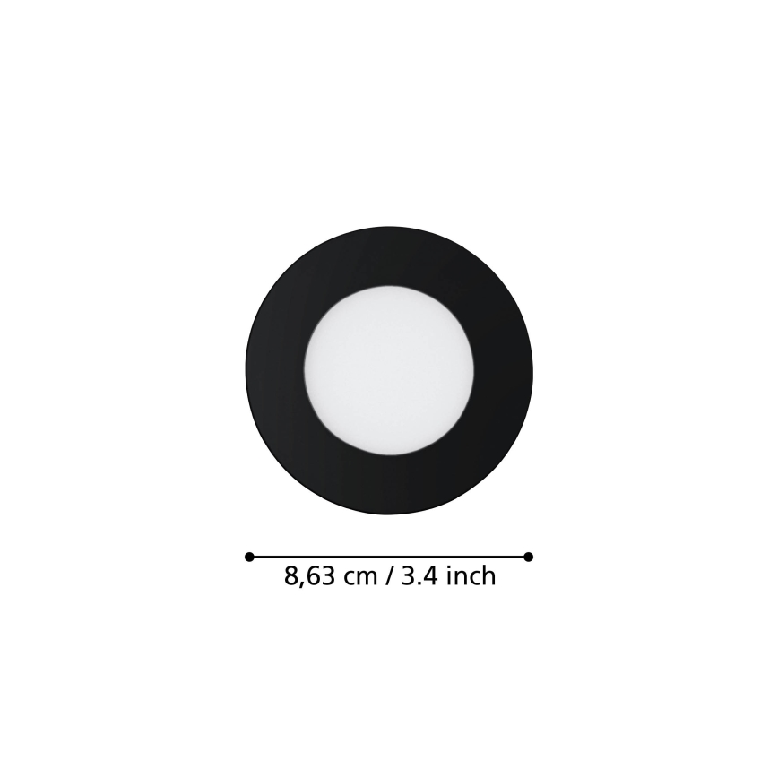 Eglo 31743 - KOMPLEKT 3x LED hämardatav vannitoa lae sisse paigaldatav valgusti FUEVA-Z LED/2,8W/230V 2700-6500 IP44 must Ø 8,5 cm