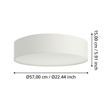 Eglo 31766 - LED RGBW hämardatav laelamp ROMAO-Z LED/35W/230V 2700-6500K Ø 57 cm valge
