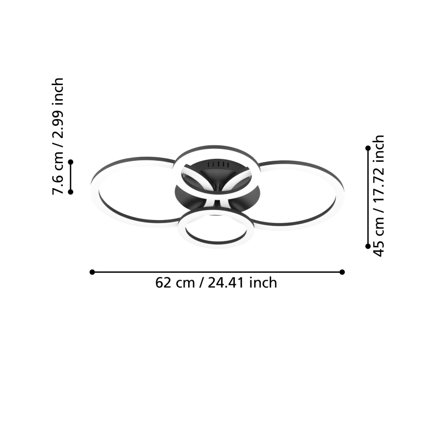 Eglo 31769 - LED Hämardatav laevalgusti PARRAPOS-Z LED/41W/230V 3000-6500K must