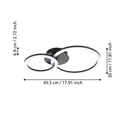 Eglo 31772 - LED Hämardatav laevalgusti PARRAPOS-Z LED/15W/230V 3000-6500K must