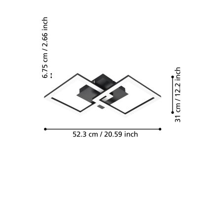 Eglo 31774 - LED Hämardatav laevalgusti PARANDAY-Z LED/21,5W/230V 3000-6500K must