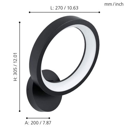 Eglo 32325 - LED RGBW Hämardatav seinavalgusti MARGHERA-C LED/16W/230V 2700-6500K must