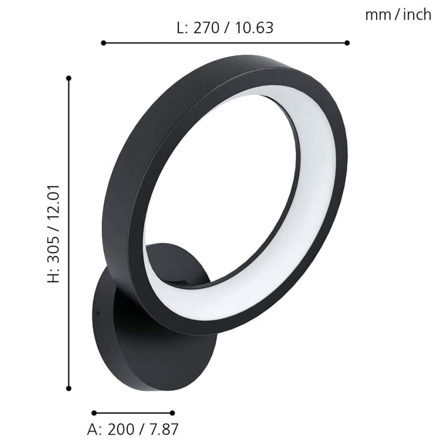 Eglo 32325 - LED RGBW Hämardatav seinavalgusti MARGHERA-C LED/16W/230V 2700-6500K must
