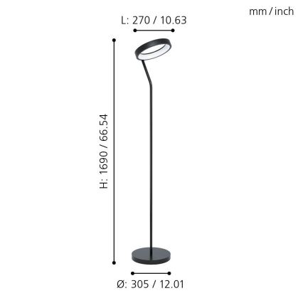 Eglo 32327 - LED RGBW hämardatav põrandalamp MARGHERA-C LED/15,5W/230V 2700-6500K must