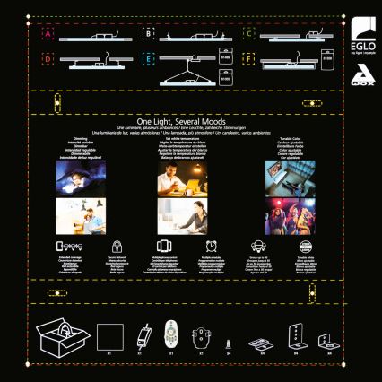Eglo 32547 - LED RGBW Hämardatav pinnale kinnitatav/süvistatav panel 2in1 SALOBRENA-C LED/34W/230V valge 60x60 cm + kaugjuhtimispult