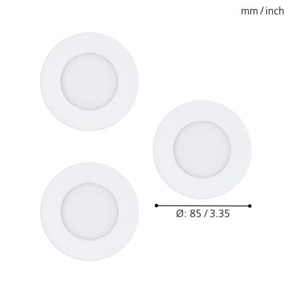 Eglo - komplekt 3x RGB-LED hämardatavad laesse paigaldatavad valgustid FUEVA-C LED/3W/230V, läbimõõt 8,5 cm