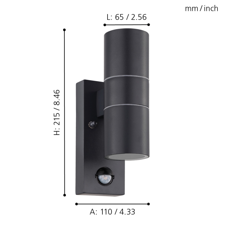 Eglo - LED Väli seinavalgusti koos anduriga 2xGU10/3W/230V IP44