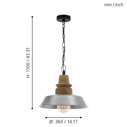 Eglo 33024 - Lühter RIDDLECOMBE 1xE27/60W/230V