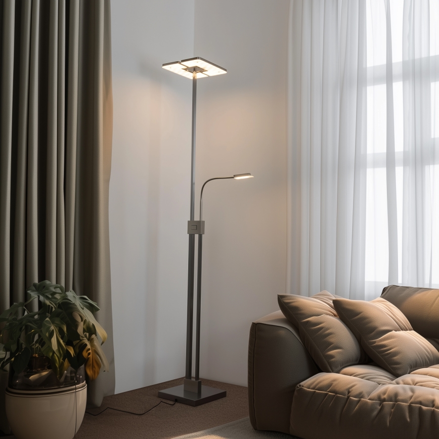 Eglo 33182 - LED Hämardatav põrandalamp SOLANO 1xLED/26W/230V +1xLED/3,2W 3000K matt kroom