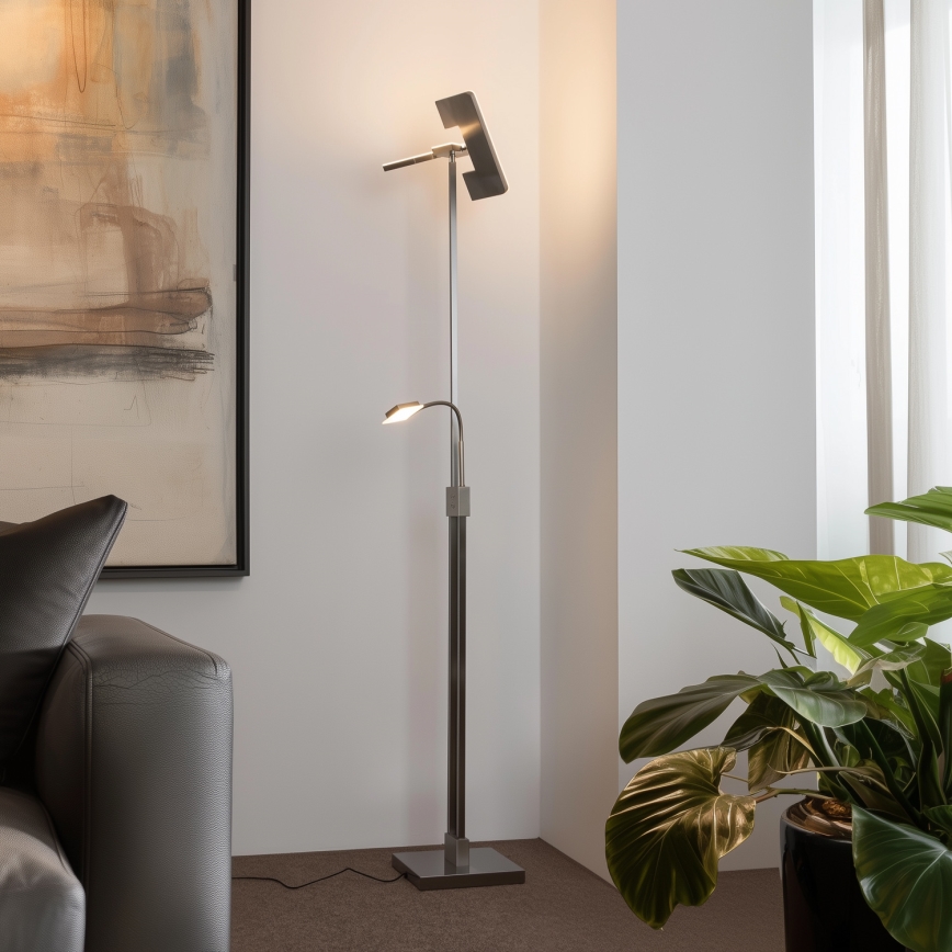 Eglo 33182 - LED Hämardatav põrandalamp SOLANO 1xLED/26W/230V +1xLED/3,2W 3000K matt kroom