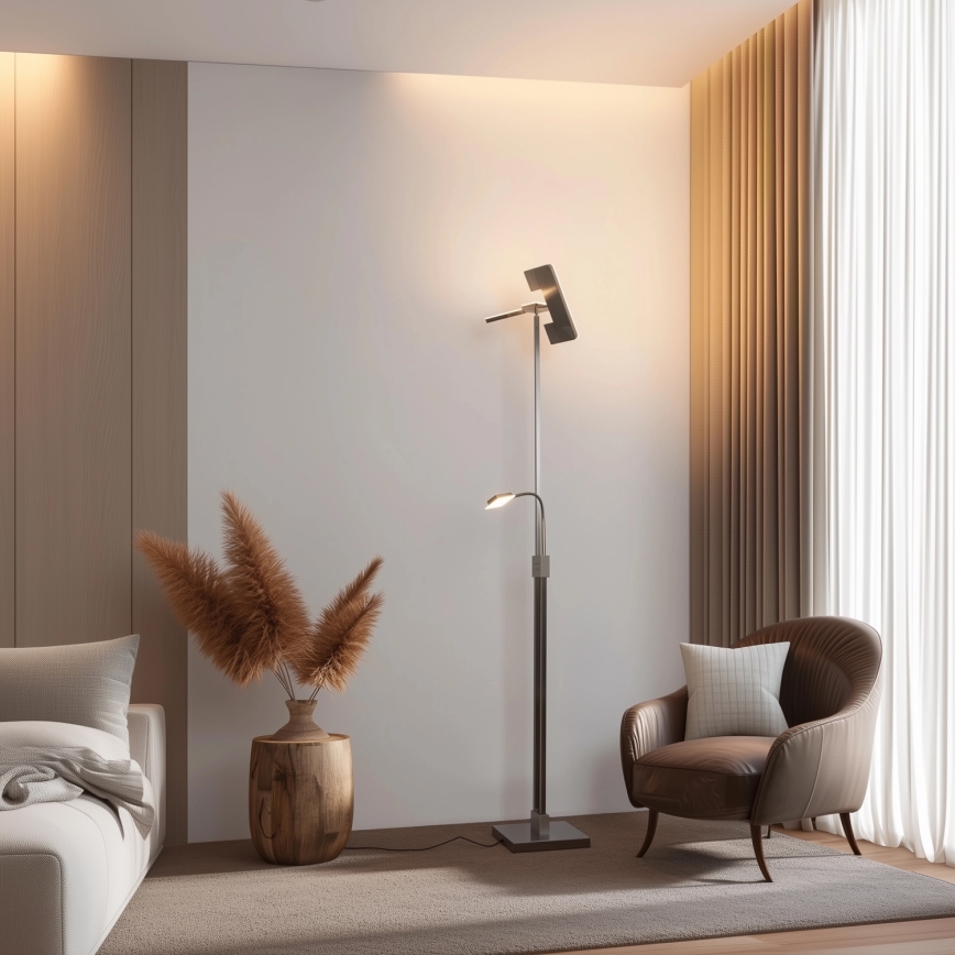Eglo 33182 - LED Hämardatav põrandalamp SOLANO 1xLED/26W/230V +1xLED/3,2W 3000K matt kroom
