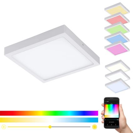 Eglo 33209 - LED RGBW hämardatav laevalgusti FUEVA-C LED/21W/230V 2700-6500K 30x30 cm valge