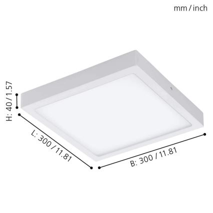 Eglo 33209 - LED RGBW hämardatav laevalgusti FUEVA-C LED/21W/230V 2700-6500K 30x30 cm valge