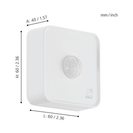 Eglo 33236 - Väline liikumis- ja hämarusandur CONNECT SENSOR 3xAA 12 m valge IP44