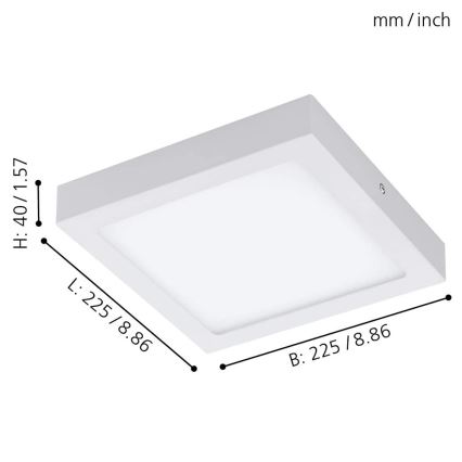 Eglo 33316 - LED RGBW hämardatav laevalgusti FUEVA-C LED/15,6W/230V 2700-6500K 22,5x22,5 cm valge