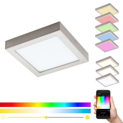 Eglo 33319 - LED RGBW hämardatav laelamp FUEVA-C LED/15,6W/230V 2700-6500K 22,5x22,5 cm mattkroom
