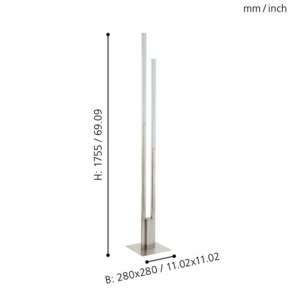 Eglo 33323 - LED RGBW Hämardatav põrandalamp FRAIOLI-C 2xLED/17W/230V 2700-6500K matt kroom